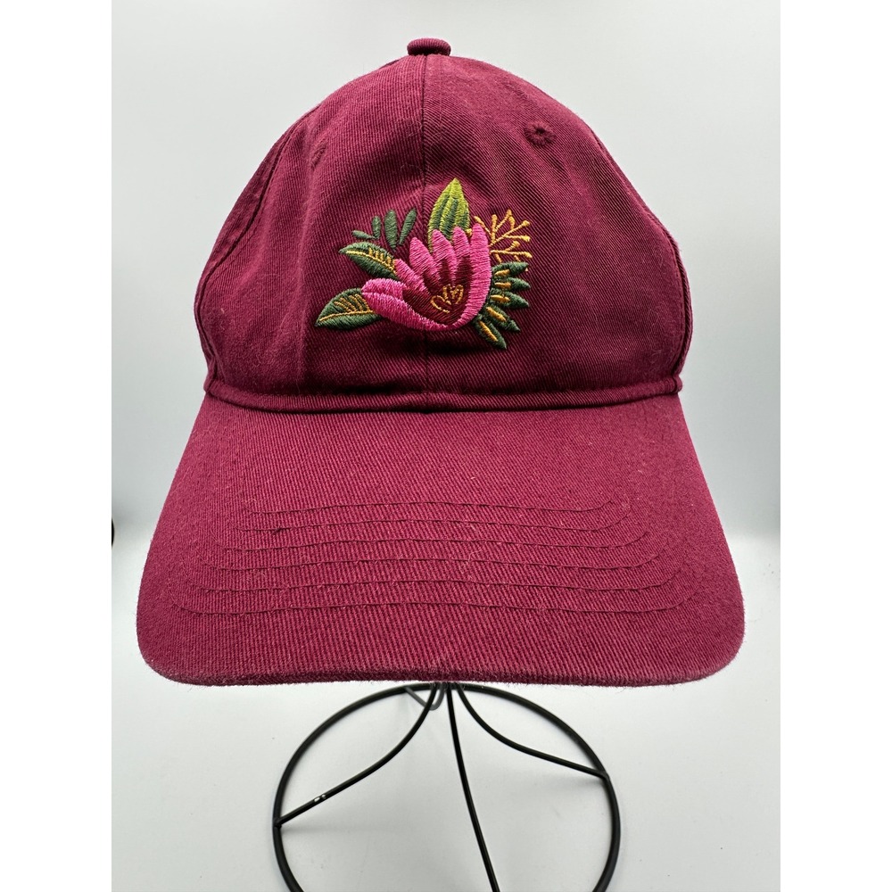 Bass Pro‎ Shops Hat Youth OS Maroon Floral Embroidered Adjustable Baseball Cap